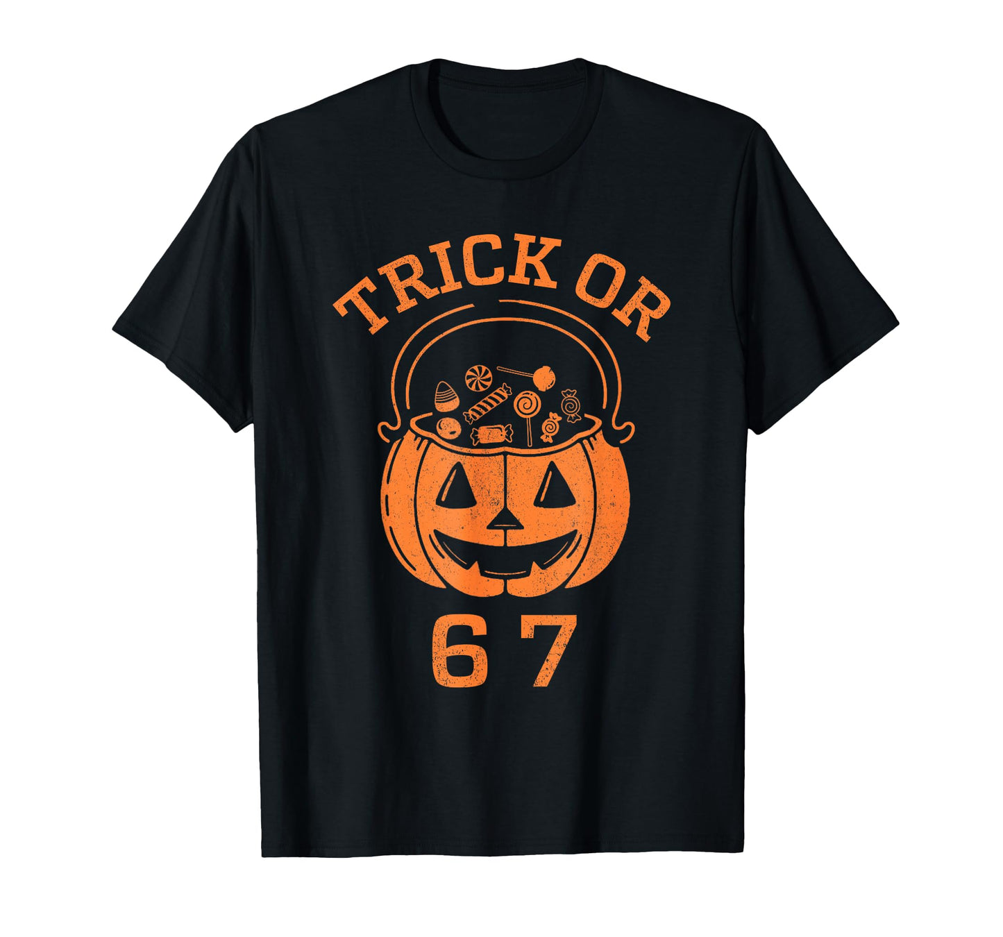 Funny 67 Six Seven Halloween Trick Or Treat Pumpkin Boys T-Shirt