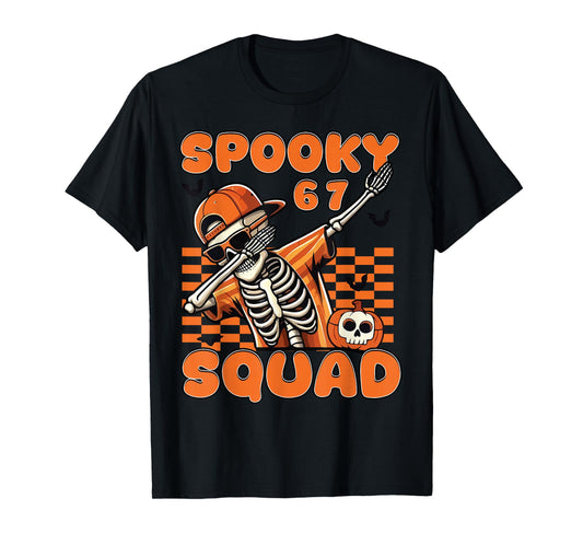 67 Halloween Meme 6 7 Numbers Six Seven Funny Kids Skeleton T-Shirt