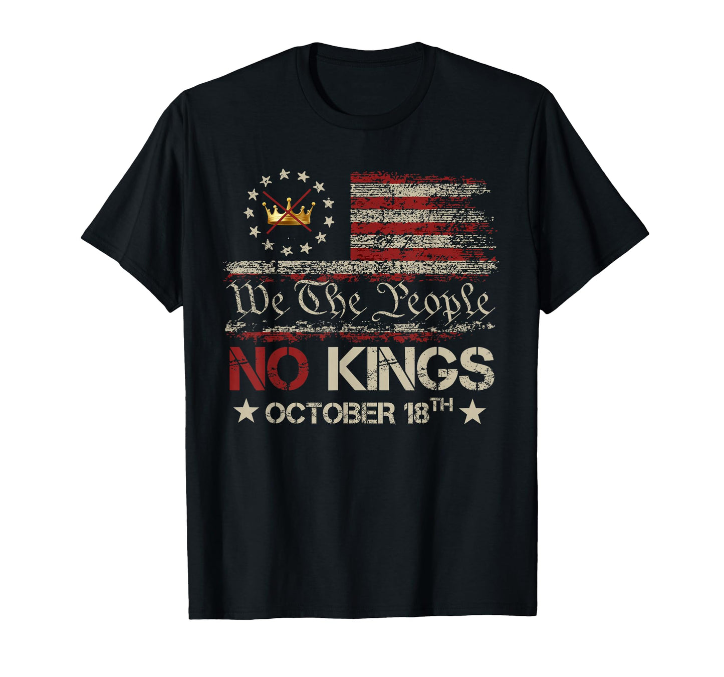 No Kings Vintage America Flag 1776 October 18 T-Shirt