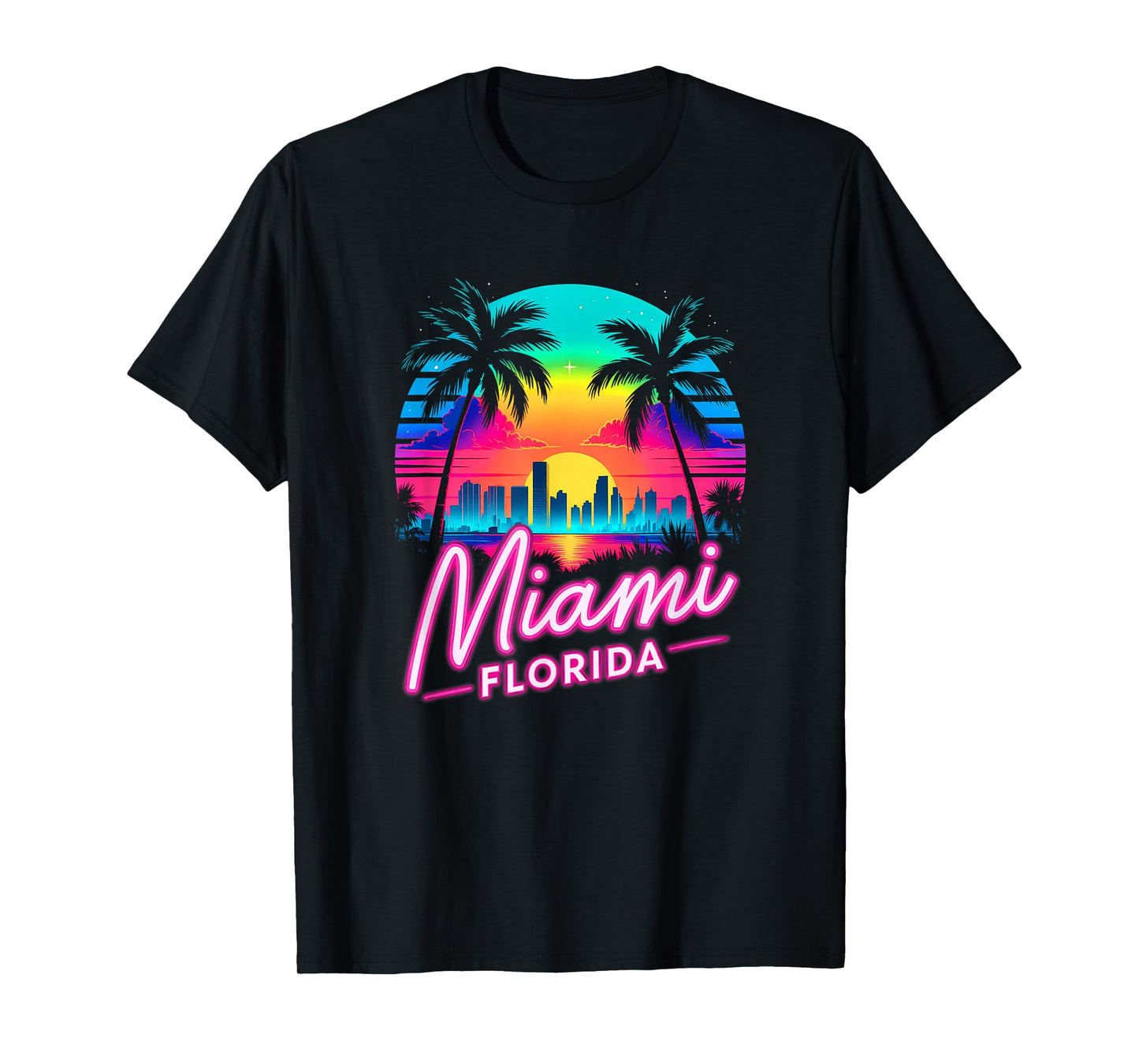 Vintage Miami Beach Retro City Florida Vacation Sunset T-Shirt