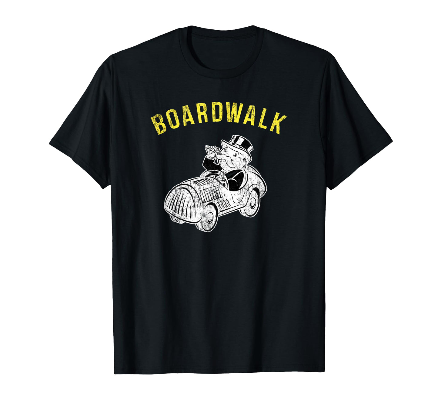 Monopoly Mr. Monopoly Boardwalk Car Ride Gaming Distressed T-Shirt