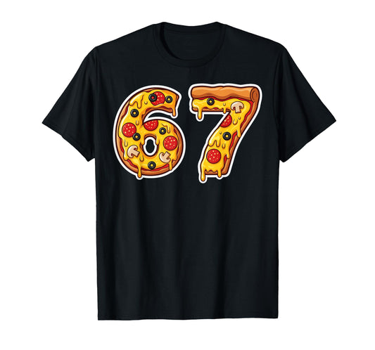 67 Pizza Drip Meme Funny Six Seven Gen Alpha Slang T-Shirt