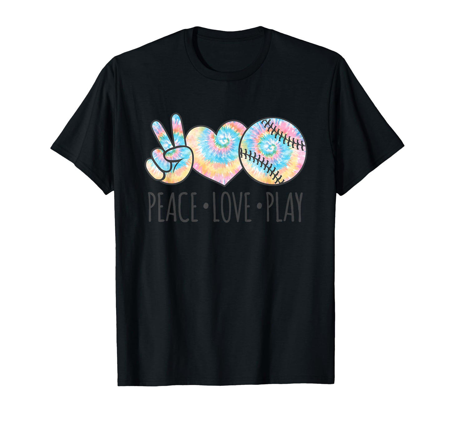 Tie Dye Softball for Teen Girls | Peace Love Play T-Shirt
