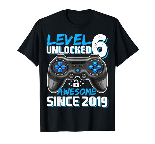 6th Birthday Boy Level 6 Gamer 6 Year Video Game Party T-Shirt
