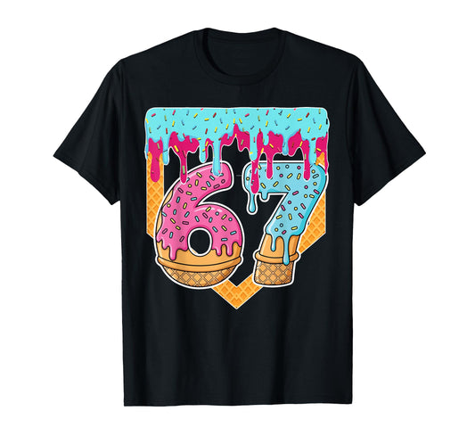 67 Ice Cream Drip Meme Six Seven Gen Alpha Slang T-Shirt