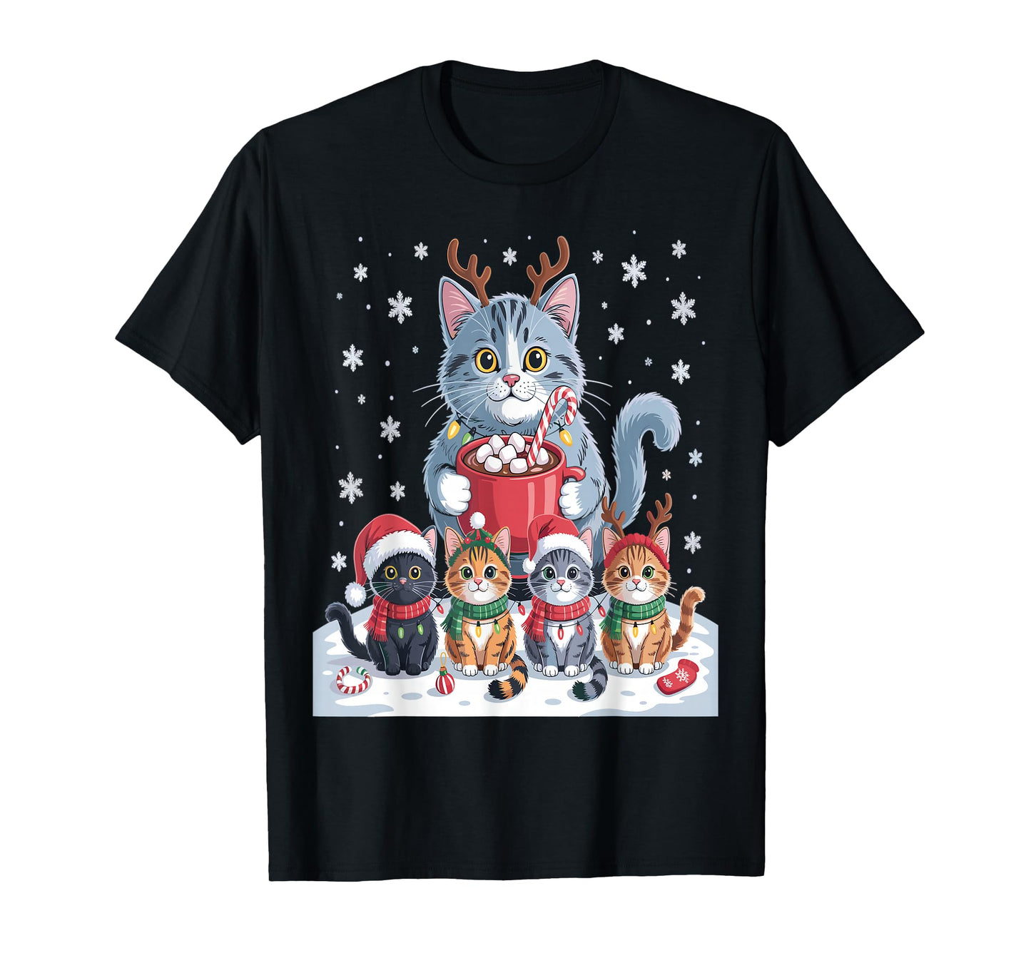 Funny Cat Christmas Shirt Holiday Santa Design T-Shirt
