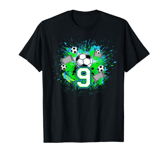9th Soccer Birthday Party 9 Year Old Soccer Player T-Shirt