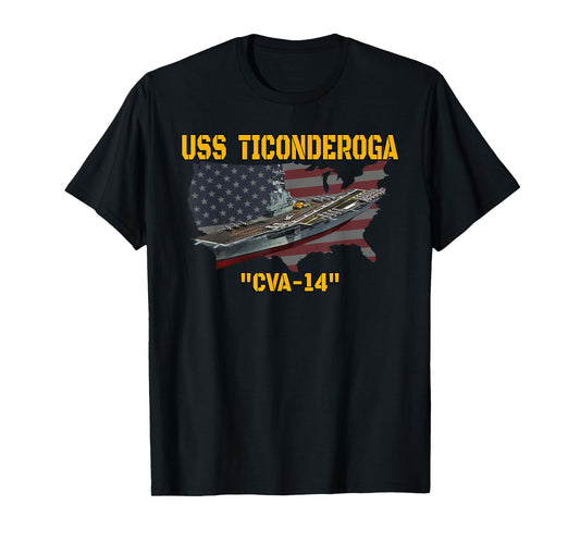 Aircraft Carrier USS Ticonderoga CVA-14 Veterans Day Fathers T-Shirt
