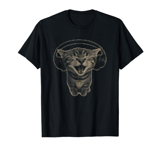 Cute Headphones Cat y2k Silly Funny Grunge Graphic T-Shirt