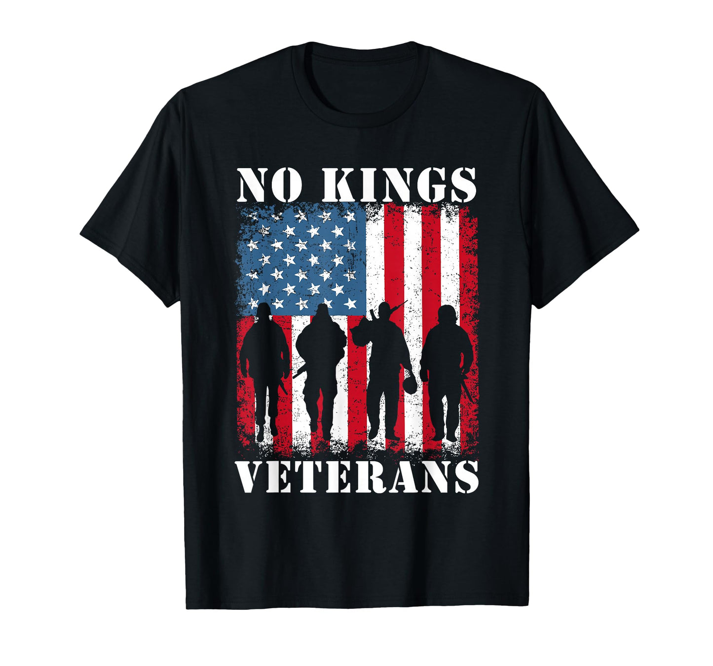Veterans No Kings Vintage America Flag Veterans T-Shirt