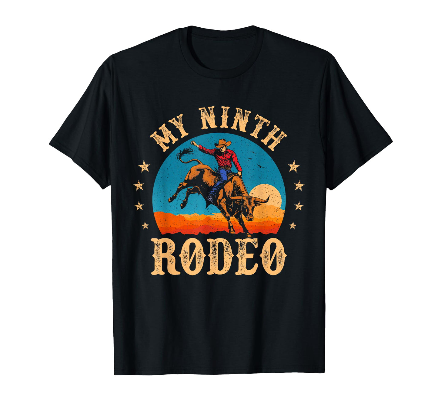 My Ninth Rodeo 9 Year Old Cowboy 9th Birthday Bull Riding T-Shirt