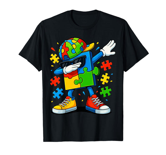 Dabbing Puzzle Autism Awareness T-Shirt