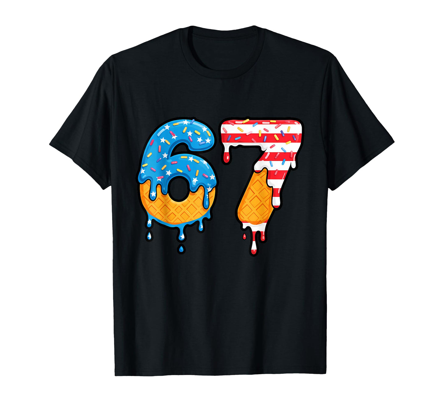 Mason 67 Ice Cream Drip Meme Six Seven USA Flag Funny T-Shirt