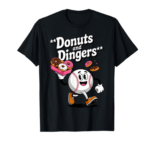 Donuts And Dingers Baseball Fan Humor Donut T-Shirt