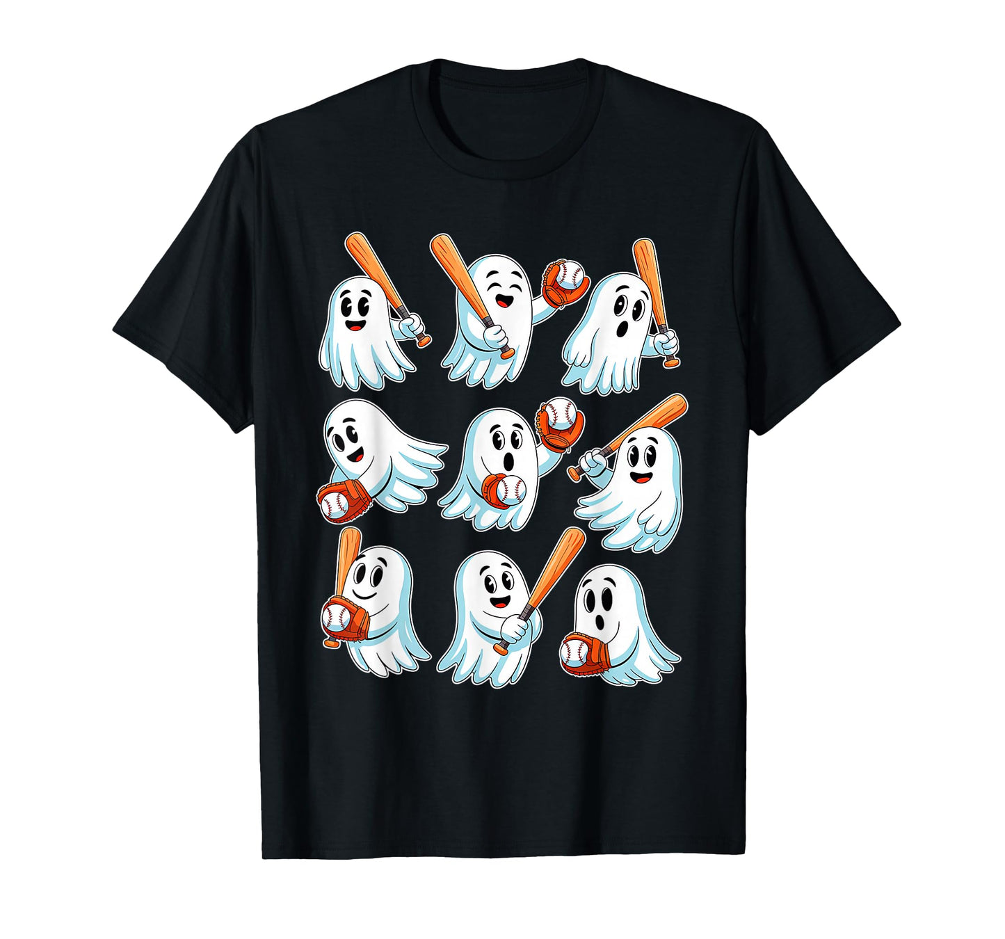 Boo Ghost Halloween Baseball Happy Halloween Baseball Lover T-Shirt