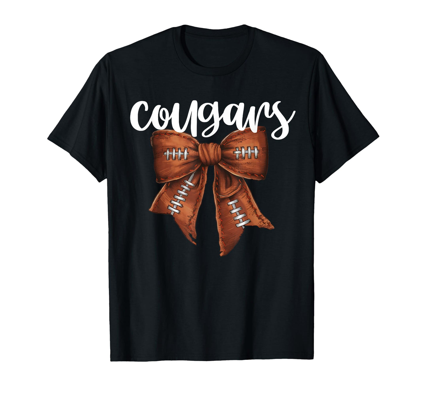 Cougars Football Bow School Spirit Team Mascot Game Night T-Shirt