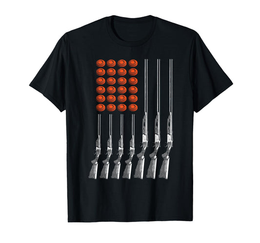 American Flag Trap Shooting Funny Skeet Sport Gift Men Women T-Shirt