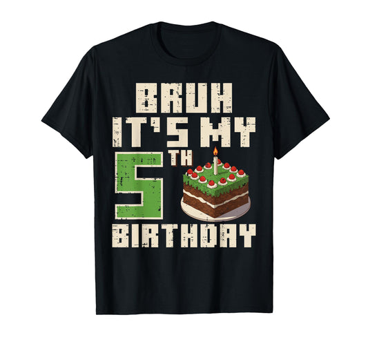 5th Birthday Pixel Gaming 5 Year Old Gamer Bday Boys Kids T-Shirt