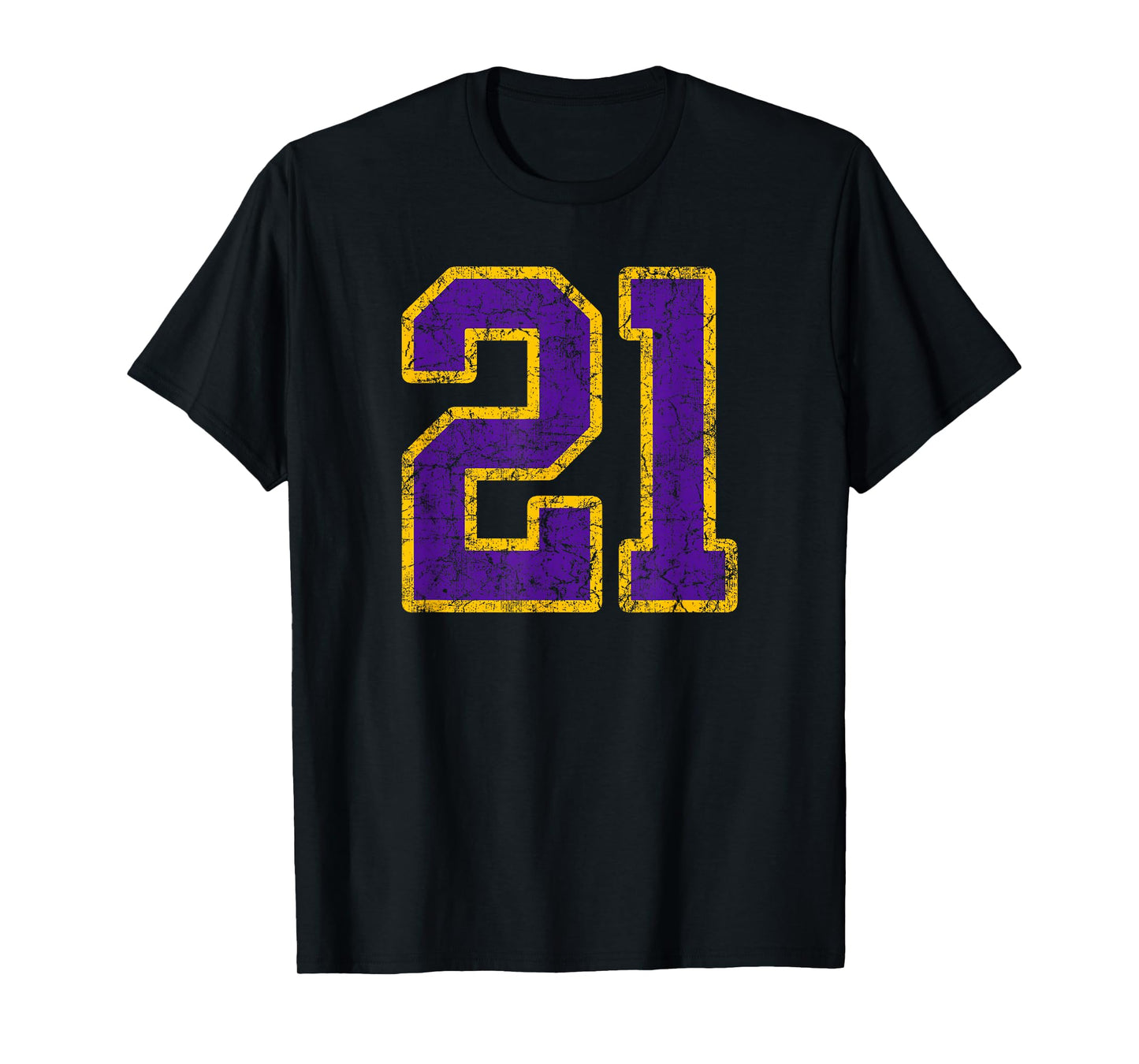 Purple Gold Number 21 Jersey Player Uniform #21 Grunge T-Shirt