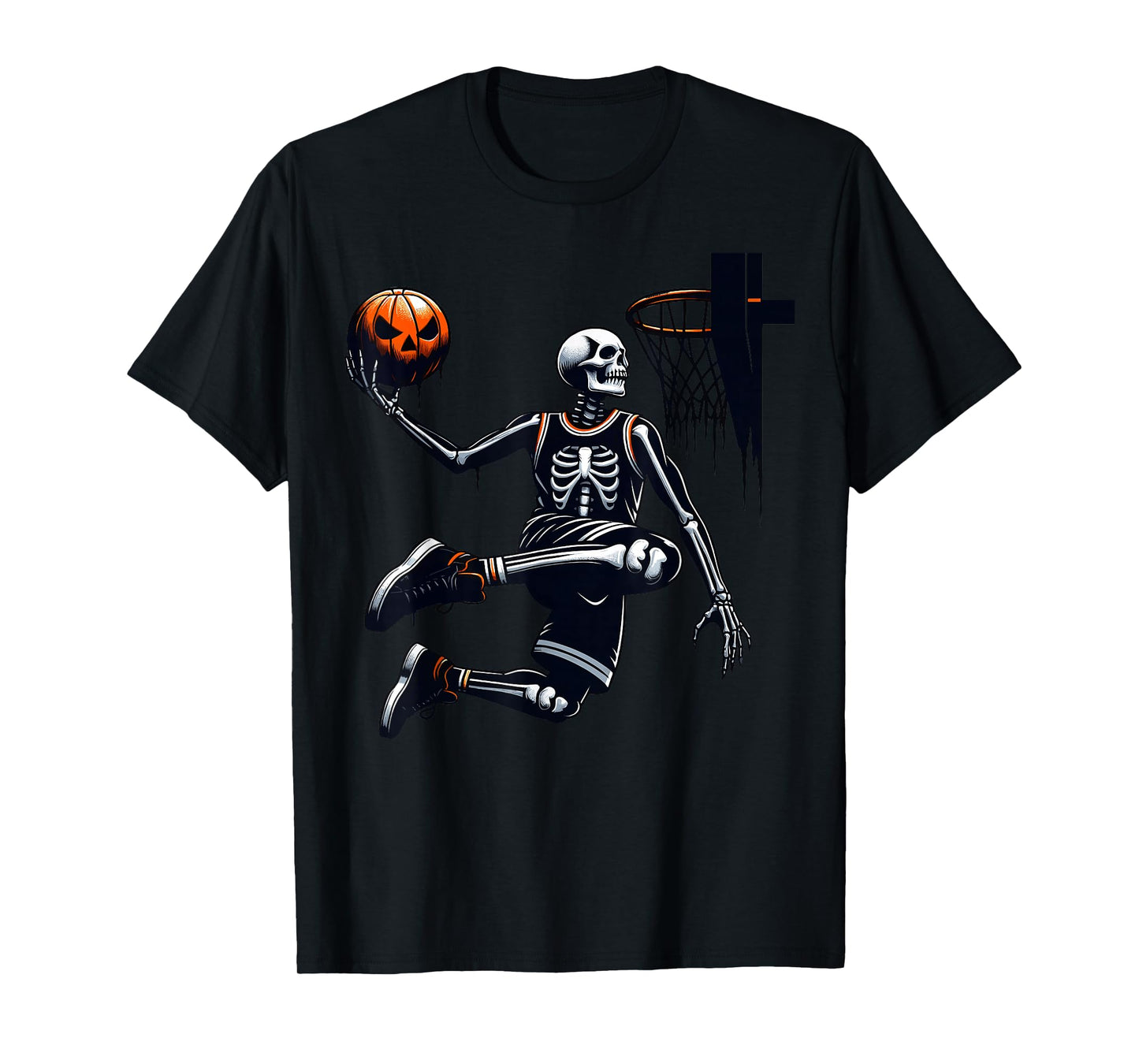 Skeleton Basketball Player Men Boys Scary for Halloween T-Shirt