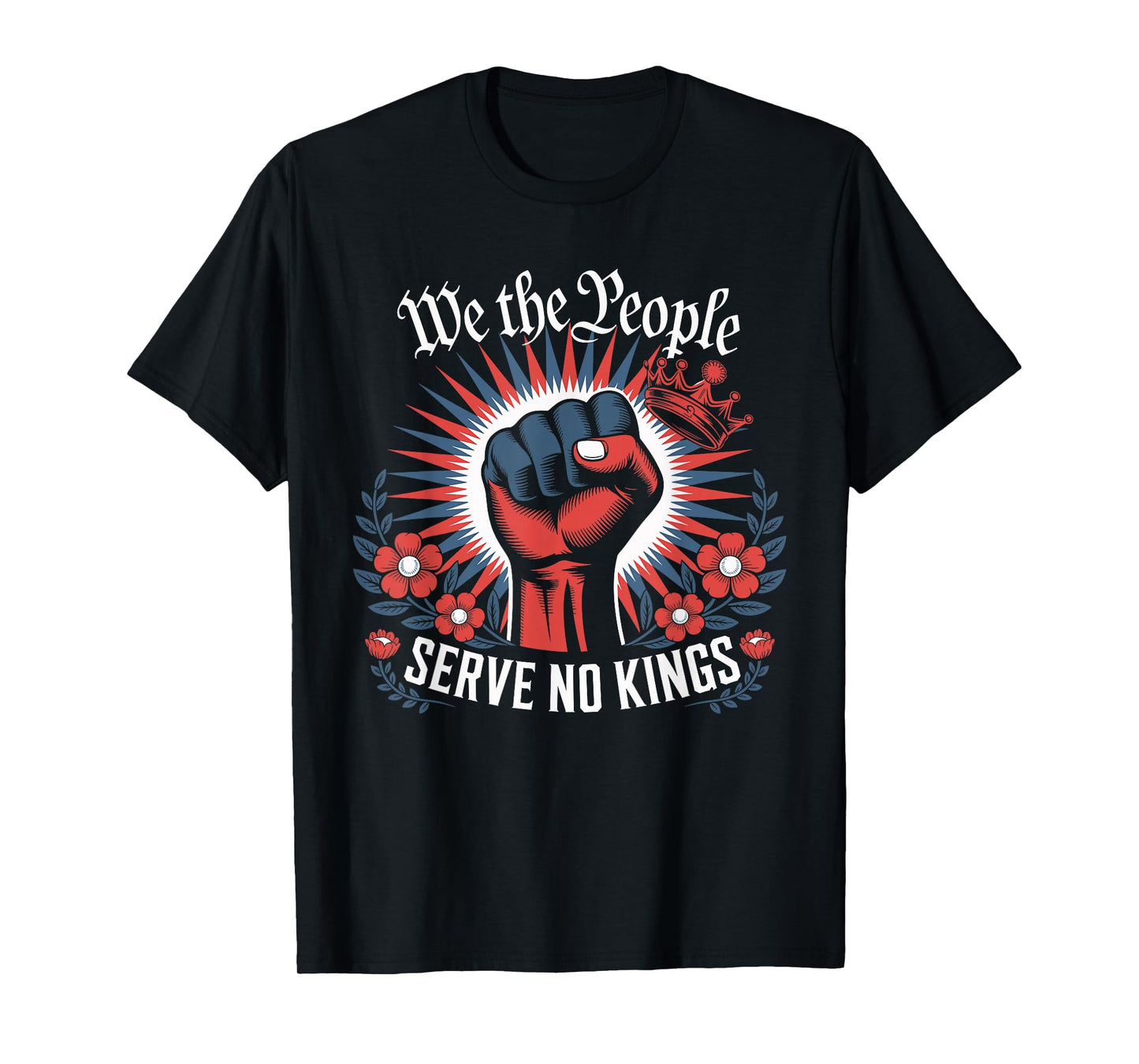 No Kings Retro Patriotic Woman Liberty Art 4th of July T-Shirt