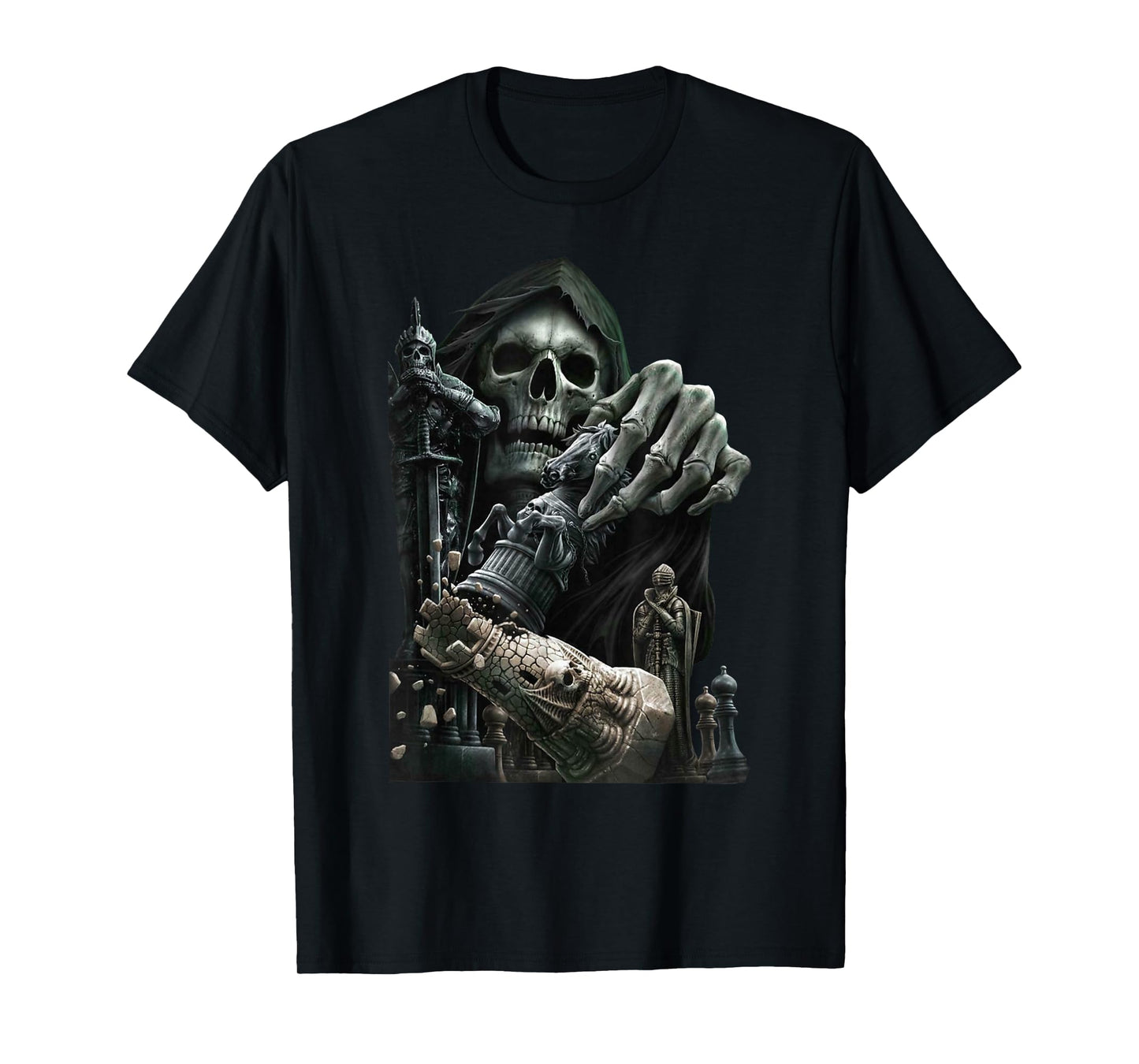 Funny Chess Grim Reaper Skull Cool Gothic Chess Lover Gift T-Shirt