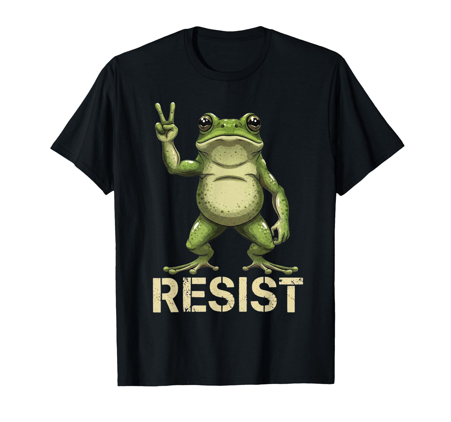 Realistic Frog Resist Protest Peace Sign Funny Activism T-Shirt