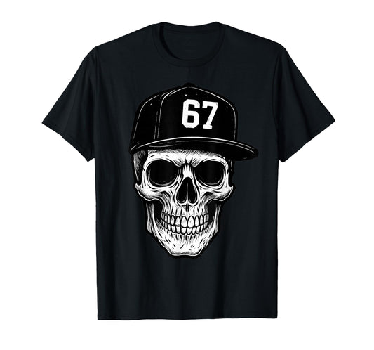 67 Skull Halloween Brainrot Meme Six Seven Kids Skeleton T-Shirt