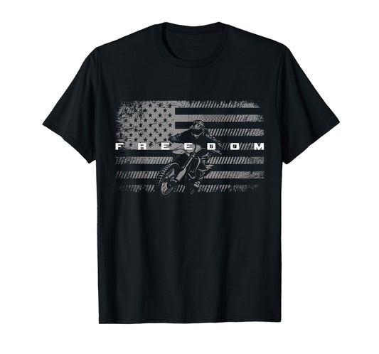 American Flag Dirt Bike Motocross T-Shirt