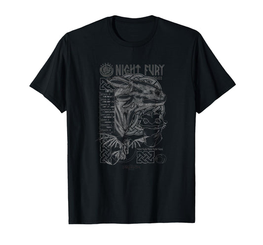 DreamWorks Dragons Night Fury Sketch Toothless T-Shirt