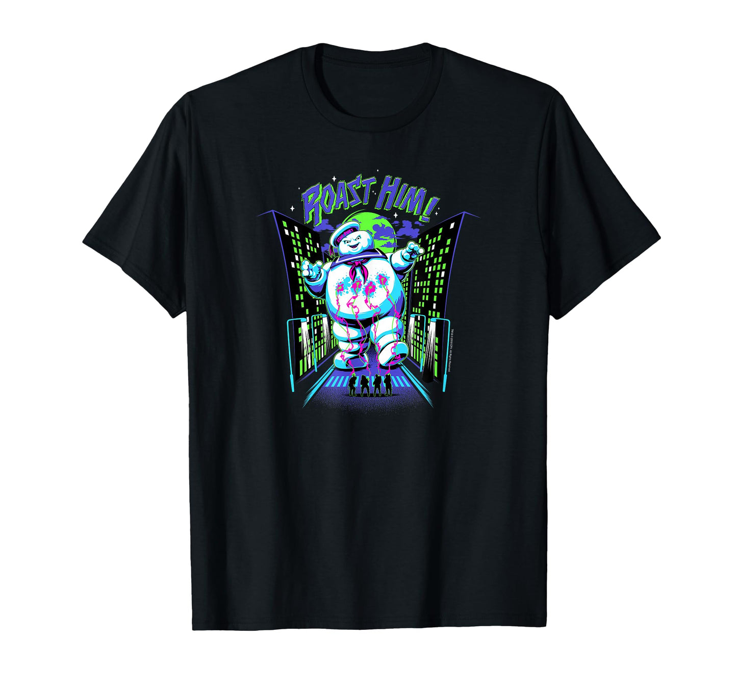 Ghostbusters Roast Him! Stay Puft Arcade Graphic Retro Movie T-Shirt