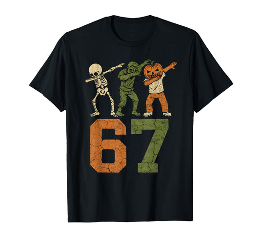 67 Meme Halloween Dabbing 6 7 Brainrot Six Seven Kids Boys T-Shirt
