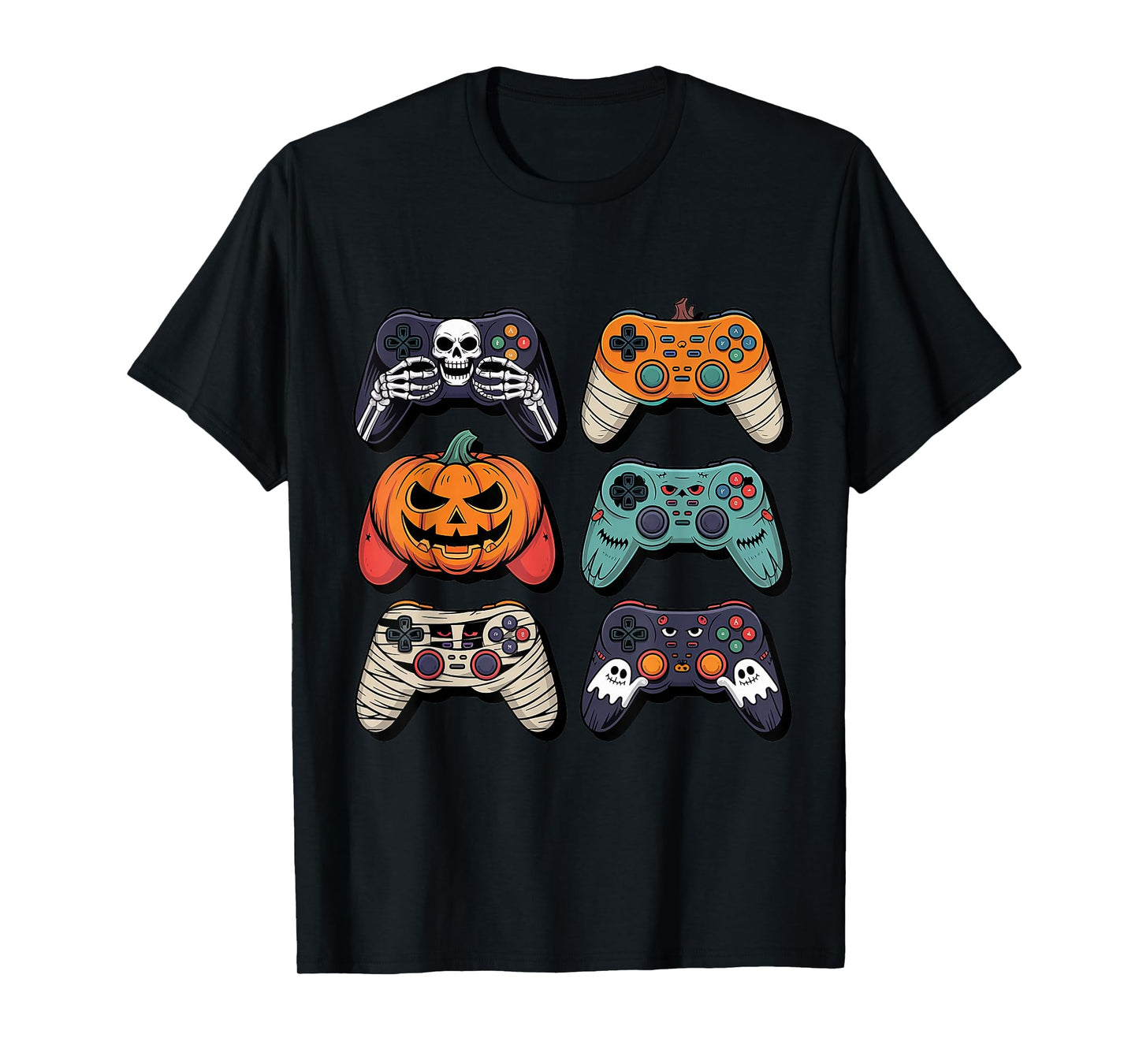 Halloween Skeleton Zombie Gaming Controllers Boys Kids T-Shirt