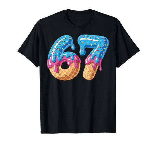 67 Ice Cream Drip Meme Funny Six Seven Gen Alpha Slang T-Shirt