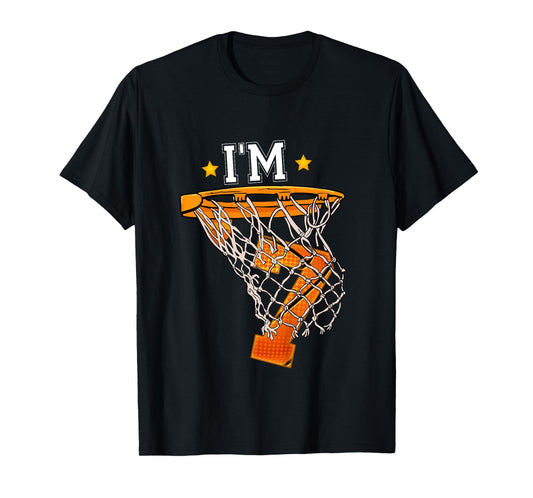 7th Birthday Basketball Shirt I'm 7 Boy Girl 6th Birthday T-Shirt