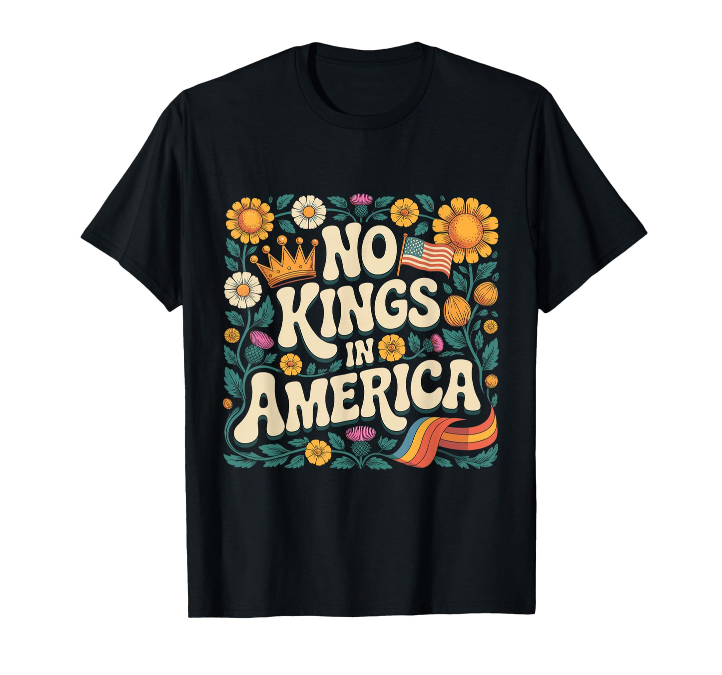 No Kings Retro Patriotic Flower T-Shirt
