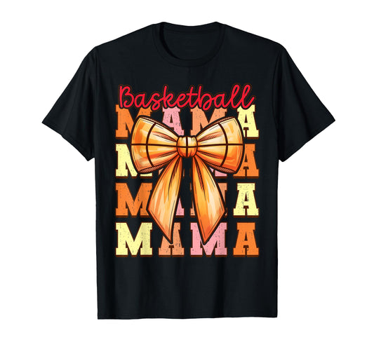 Cute Coquette Bow Game Day Basketball Mama for Mom Girls T-Shirt