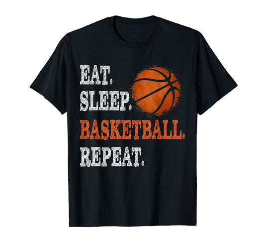 Eat Sleep Basketball Repeat Boy Youth Kid Basketball Fan Tee T-Shirt