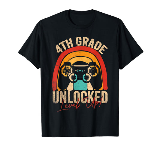 4th Grade Unlocked Level Up Gamer Back To School Fourth T-Shirt