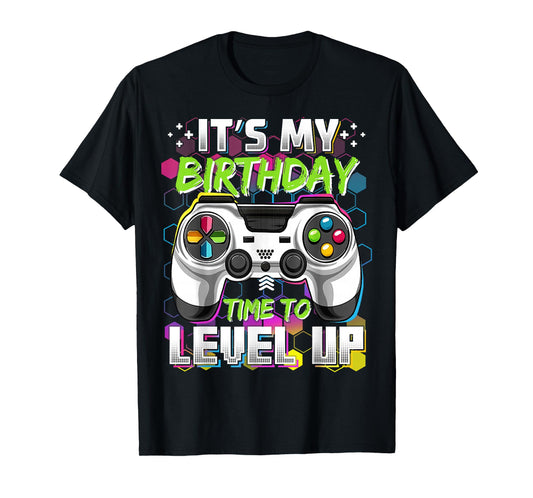 It's My Birthday Time To Level Up Video Game Gift Boys Girls T-Shirt