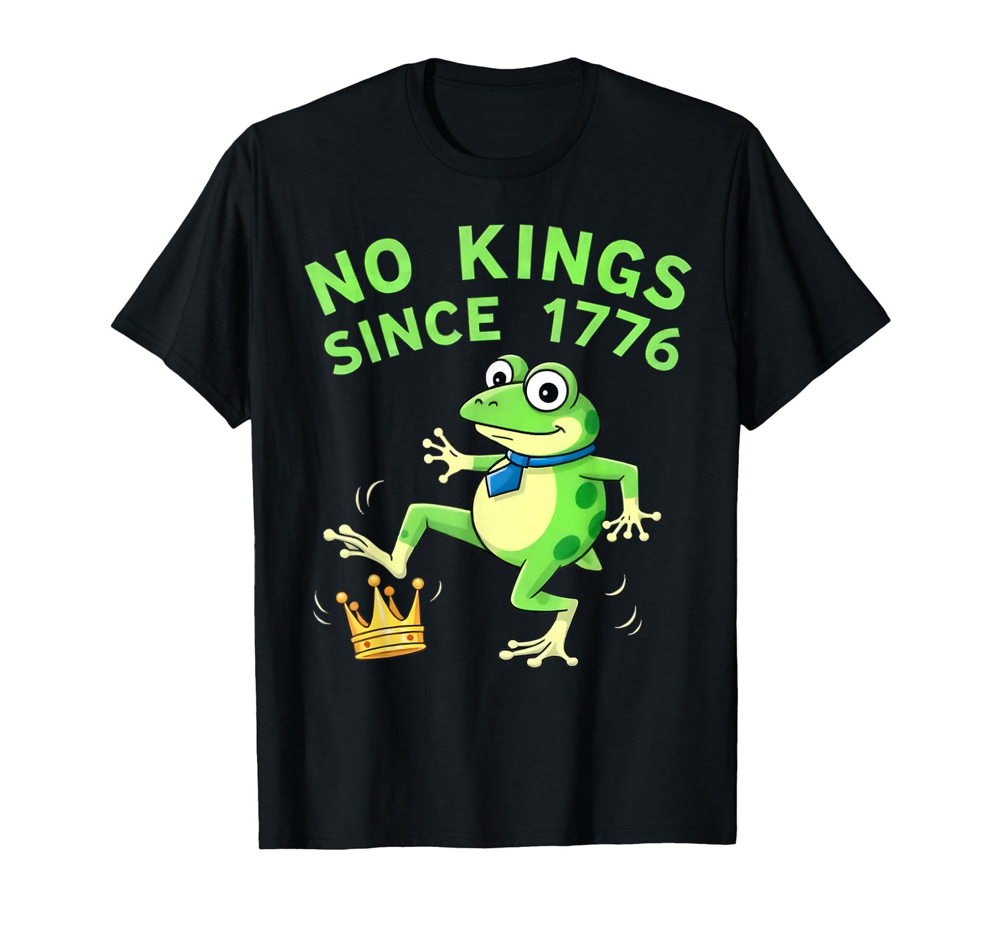 No Kings Since 1776 Portland Frog Kicking Crown Retro T-Shirt