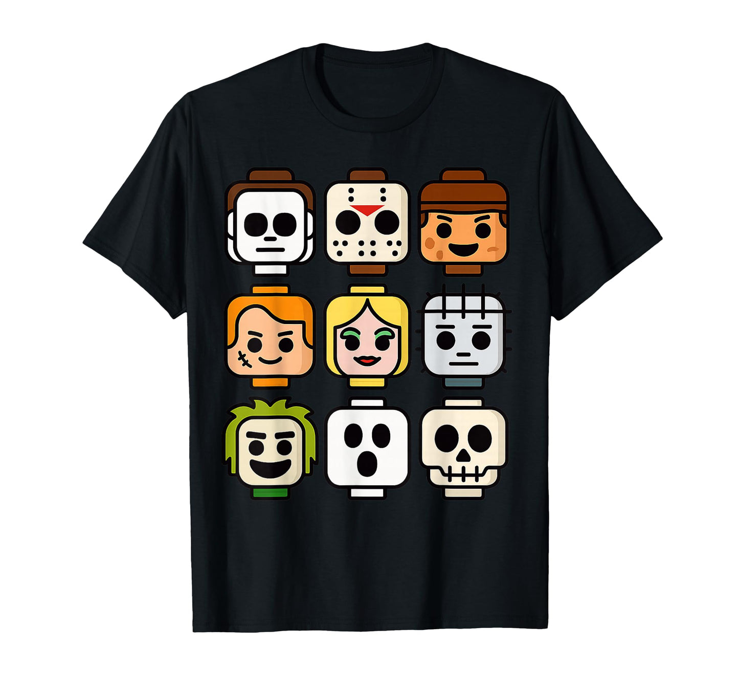 Halloween Building Brick Head Pumpkin Ghost Zombie Boys T-Shirt