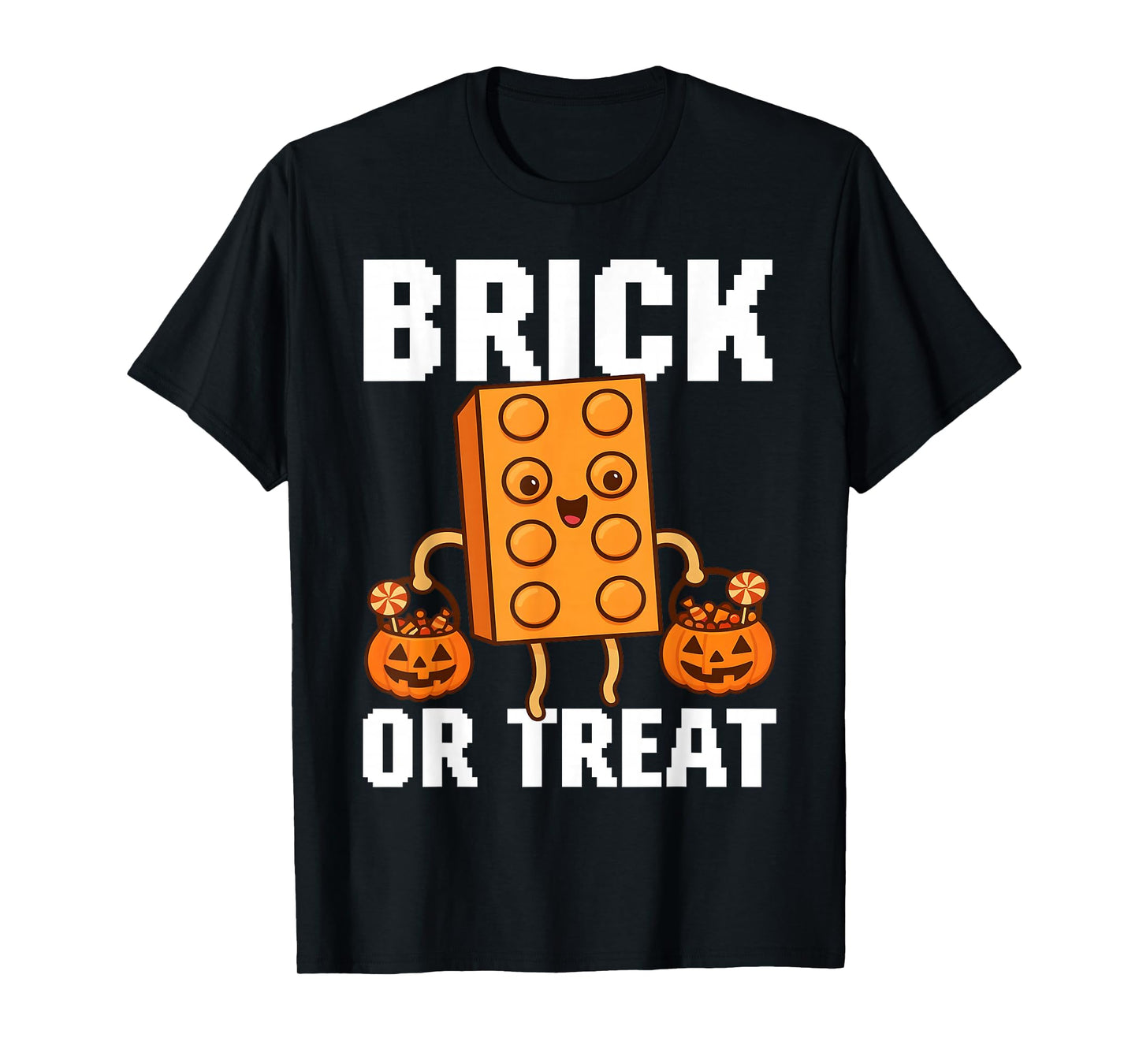 Brick Or Treat Halloween Master Builder Blocks Building Kids T-Shirt