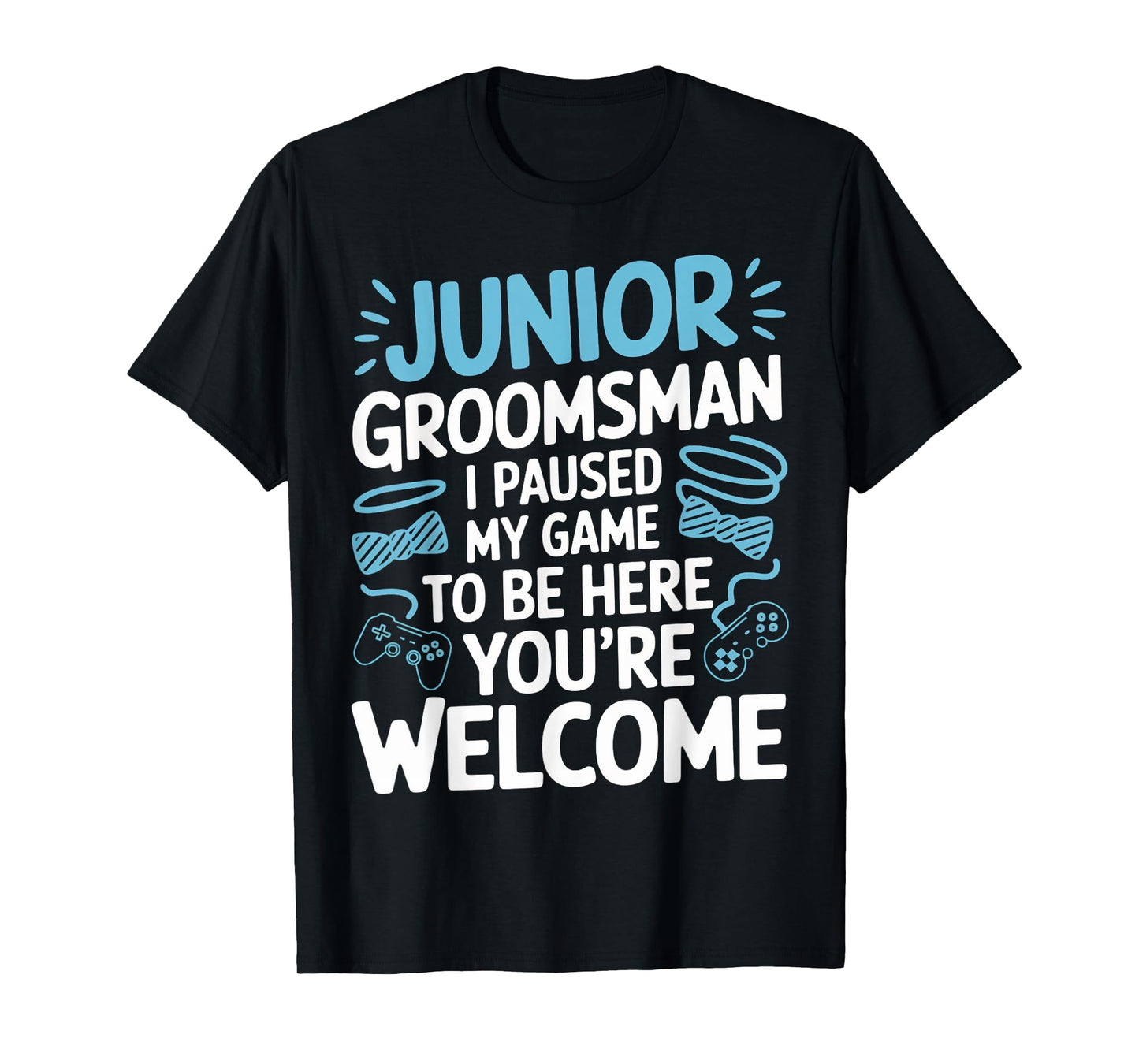 I Paused My Game Wedding Party Bow Tie Cute Junior Groomsman T-Shirt