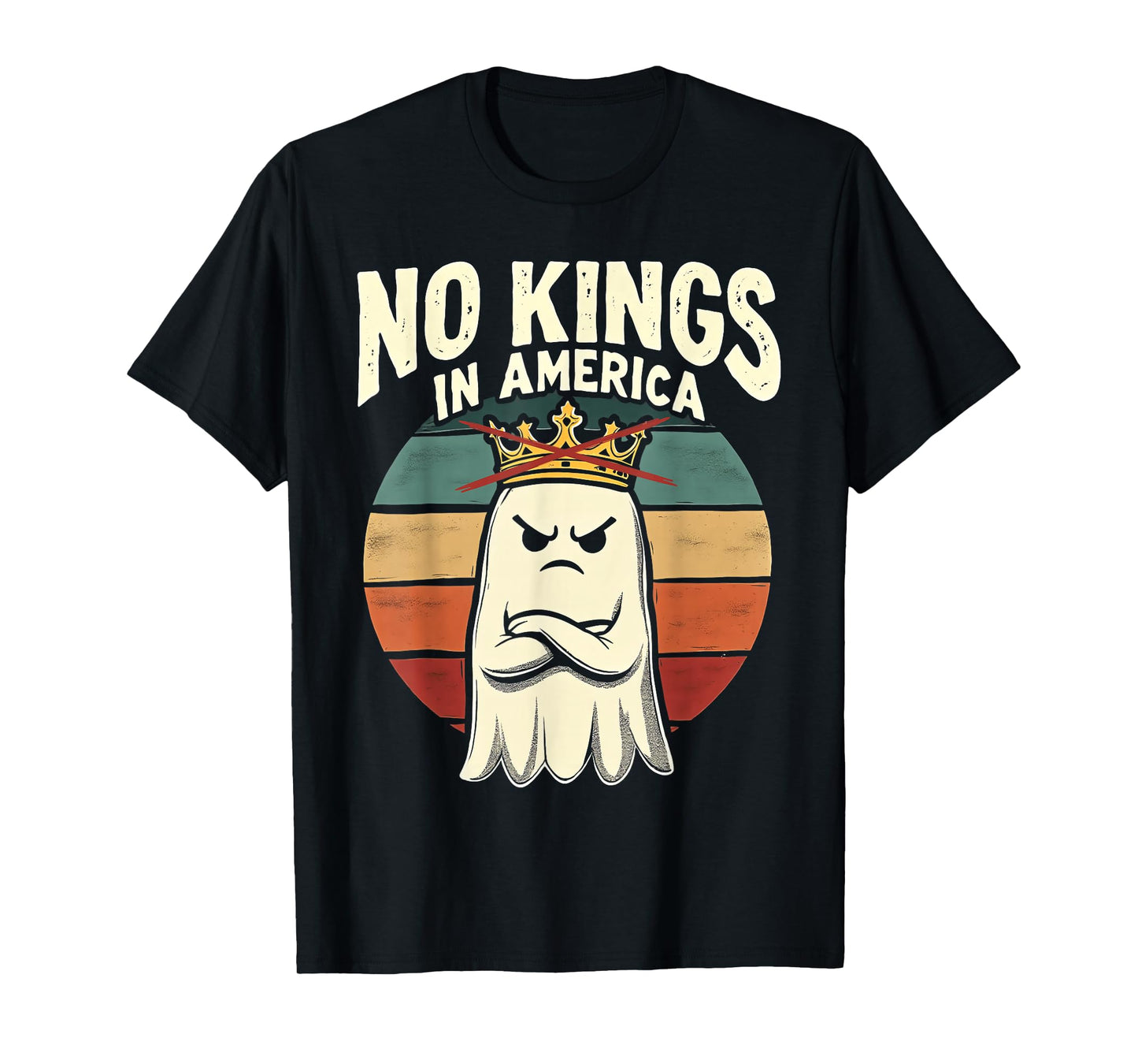 No Kings in America Shirt Retro Halloween Boo Sheet Ghost T-Shirt