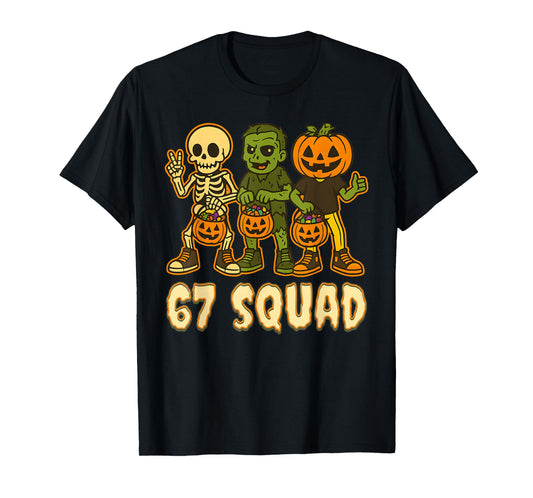 67 Halloween Squad Pumpkin Six Seven Boys Brainrot Meme Kids T-Shirt