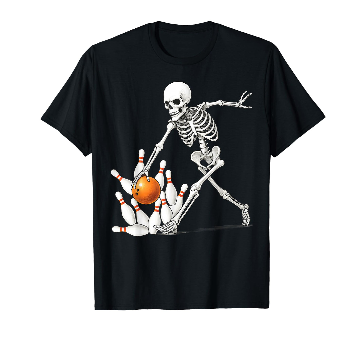 Skeleton Bowling Ball pins Bowling Halloween Costume Boys T-Shirt