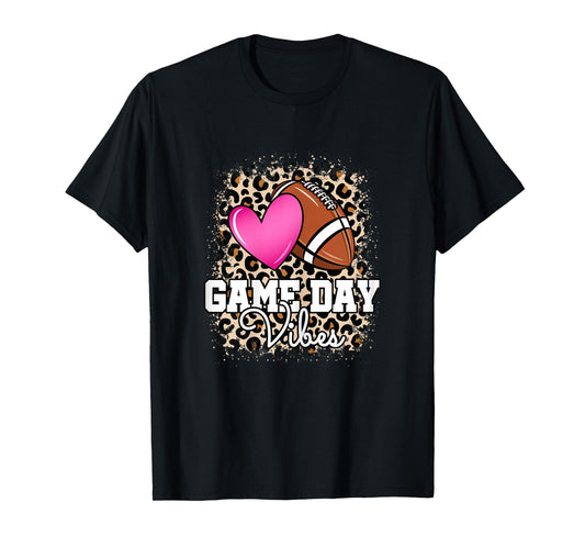 American Football Lover Game Day Leopard Football Women T-Shirt