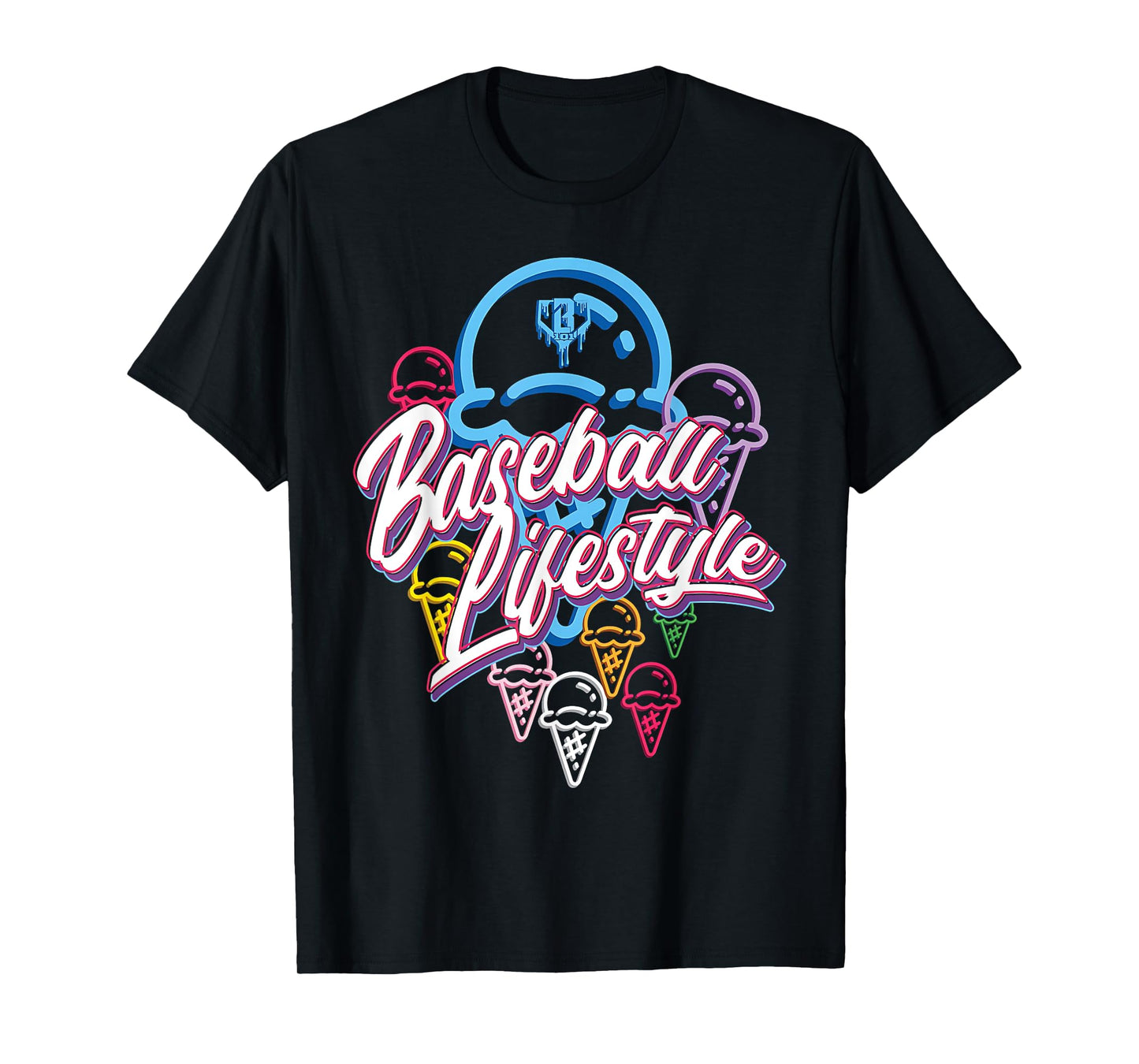 Baseball Lifestyle Home Plate Ice Cream Drip Men Boys Youth T-Shirt