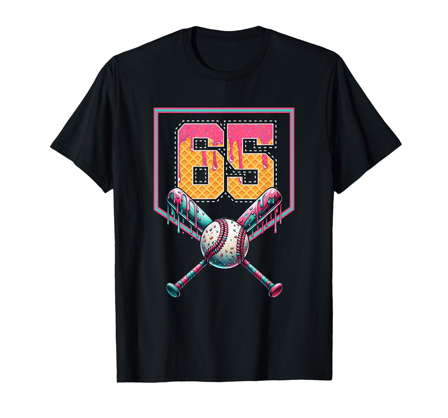 Baseball Drip Number 65 Player Or 65th Birthday T-Shirt